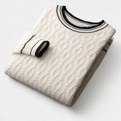 Herren Merino Wollpullover – Rundhals im Old Money Stil