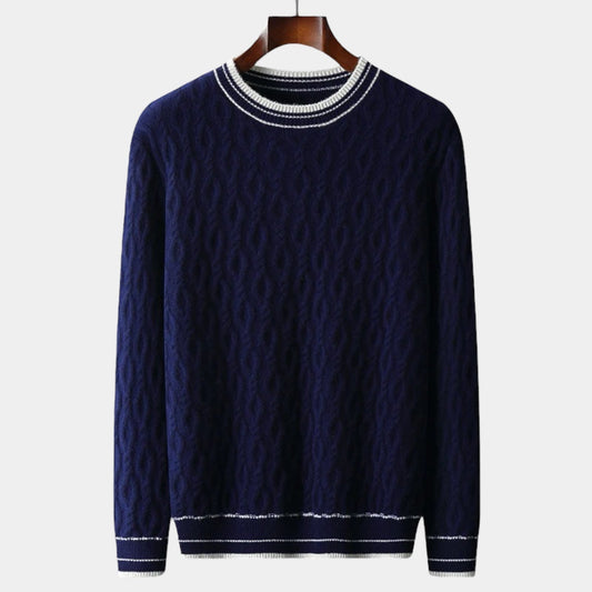 Herren Merino Wollpullover – Rundhals im Old Money Stil