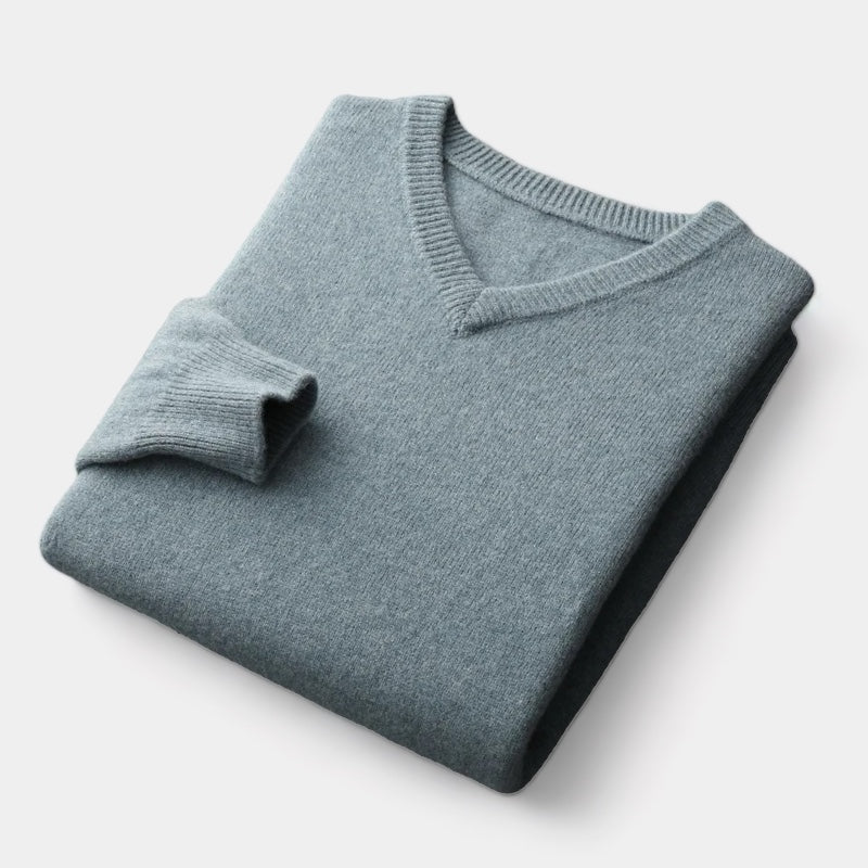 Herren Merino Wollpullover – V-Ausschnitt im Old Money Stil