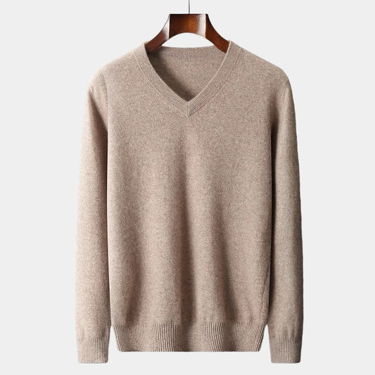 Herren Merino Wollpullover – V-Ausschnitt im Old Money Stil