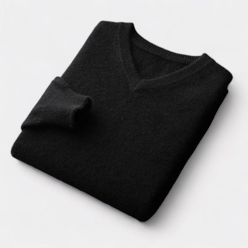 Herren Merino Wollpullover – V-Ausschnitt im Old Money Stil