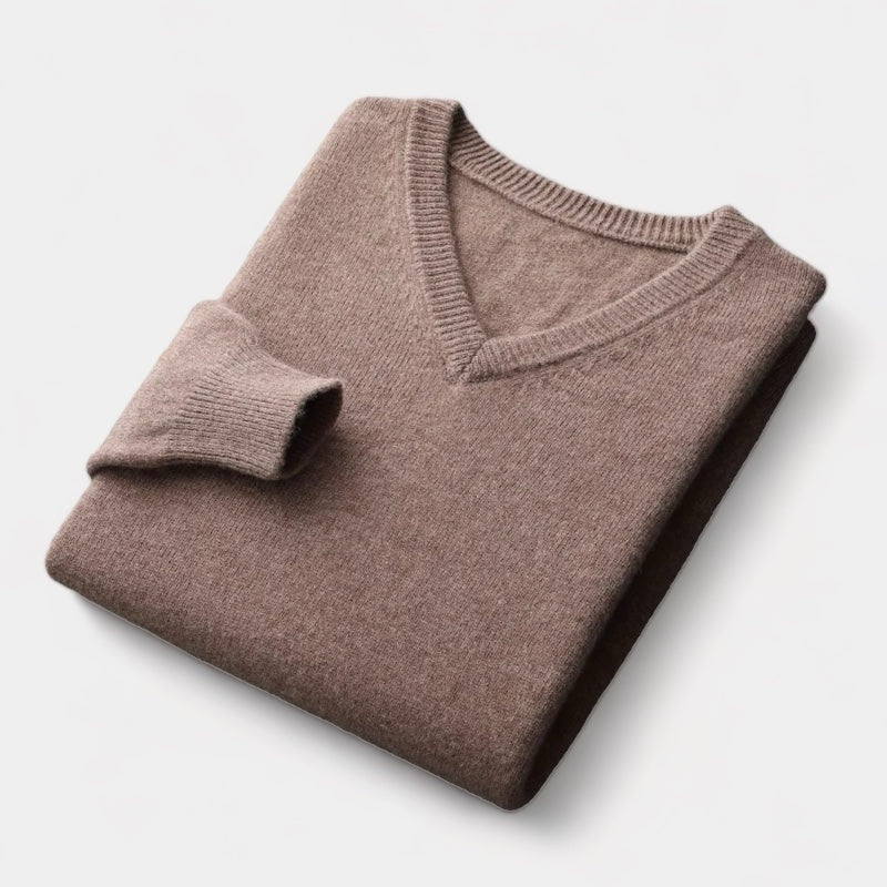 Herren Merino Wollpullover – V-Ausschnitt im Old Money Stil