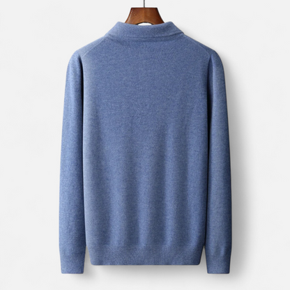 Men's polo sweater made of merino wool – long sleeve and soft
