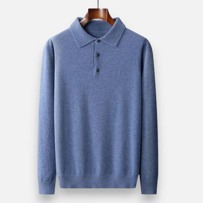 Men's polo sweater made of merino wool – long sleeve and soft