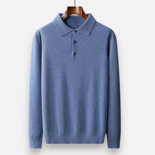 Men's polo sweater made of merino wool – long sleeve and soft