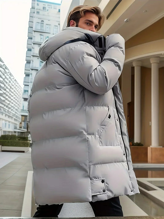 Herren Pufferjacke Lang – Warme Steppjacke für kalte Wintertage