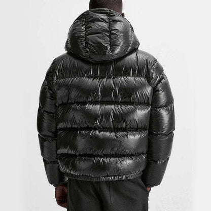 Herren Pufferjacke Schwarz – Warme Daunenjacke mit Kapuze für Winter