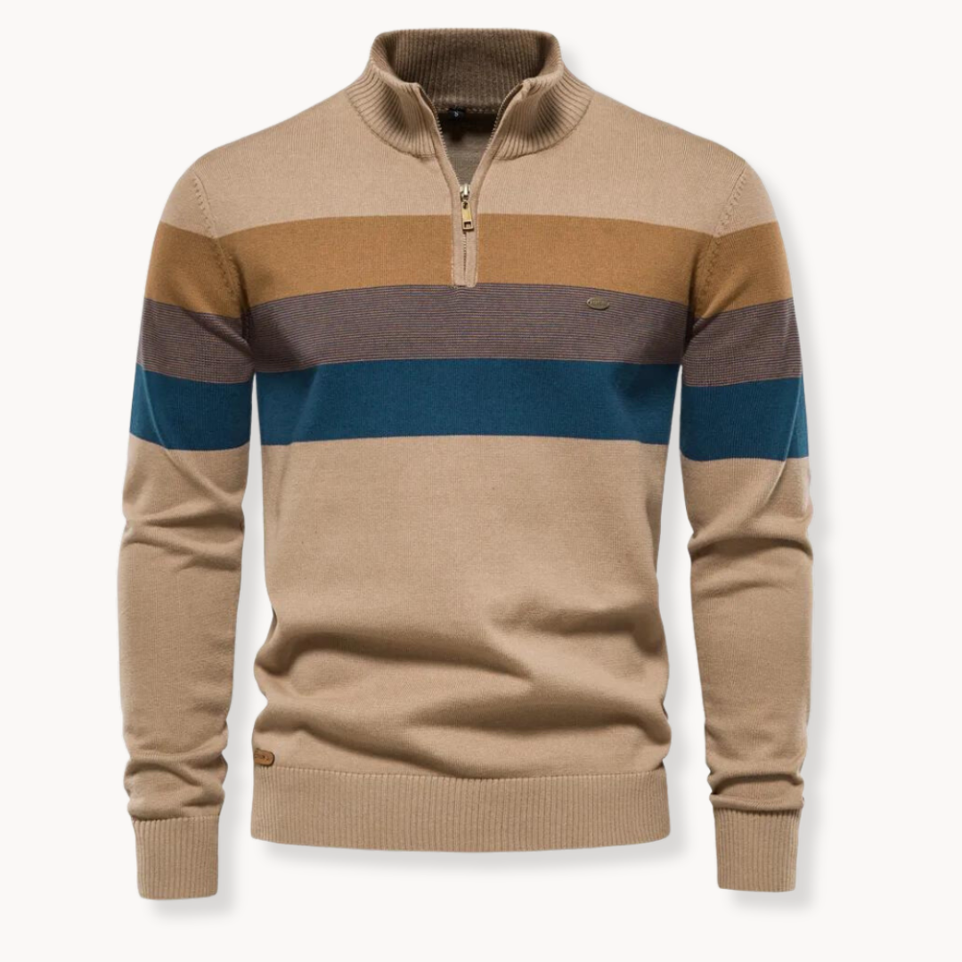 Herren Quarter-Zip Pullover – Gestreift & Modern
