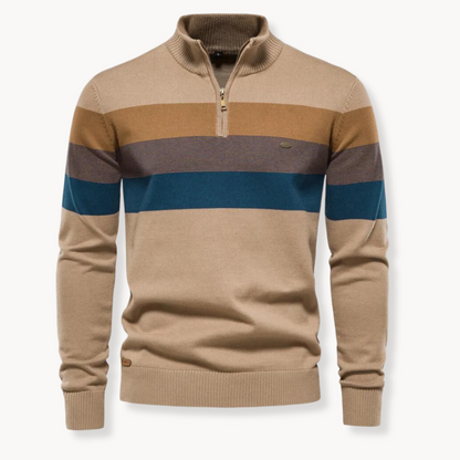 Herren Quarter-Zip Pullover – Gestreift & Modern