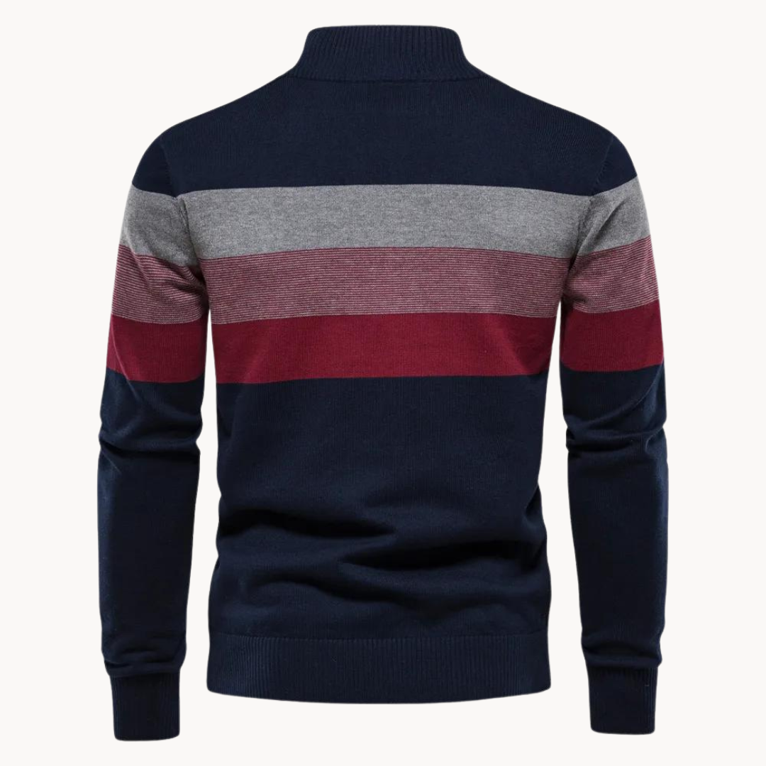 Herren Quarter-Zip Pullover – Gestreift & Modern