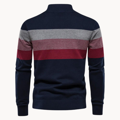 Herren Quarter-Zip Pullover – Gestreift & Modern