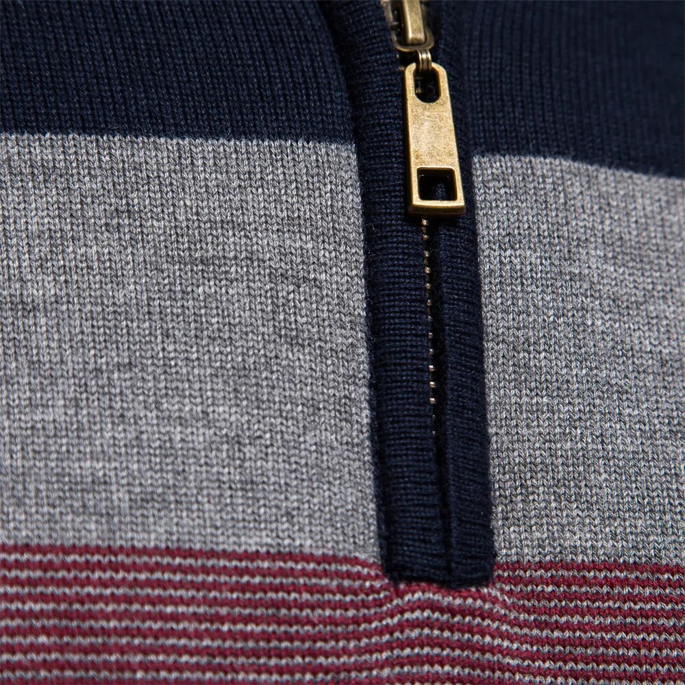 Herren Quarter-Zip Pullover – Gestreift & Modern