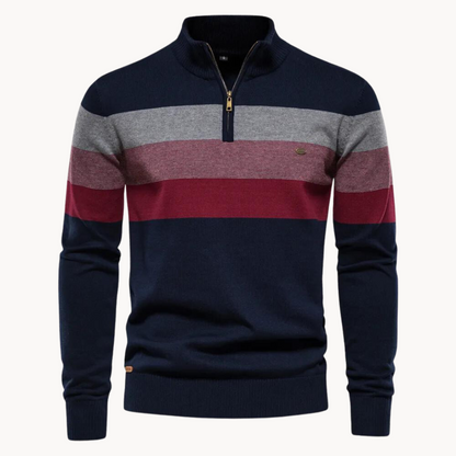 Herren Quarter-Zip Pullover – Gestreift & Modern