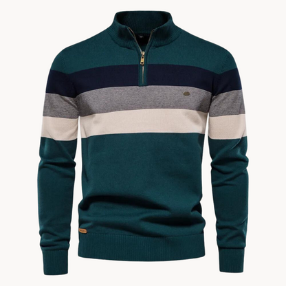 Herren Quarter-Zip Pullover – Gestreift & Modern