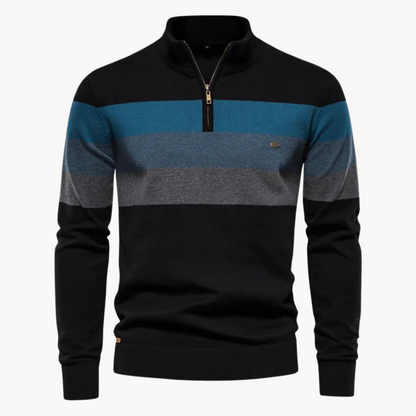 Herren Quarter-Zip Pullover – Gestreift & Modern