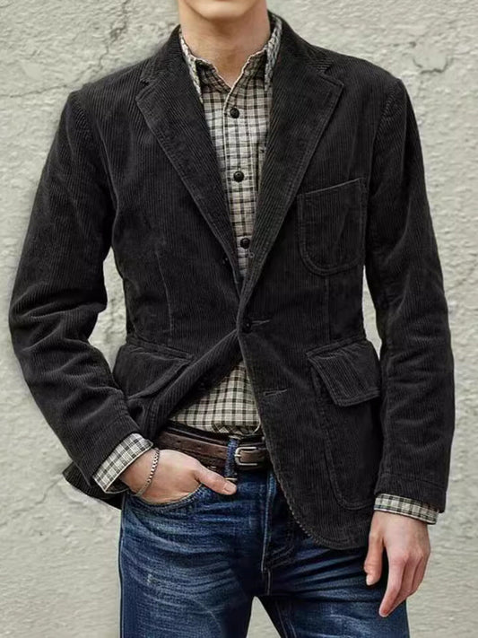 Herren Samt Blazer – Maßgeschneiderte Passform mit Revers & Einreiher