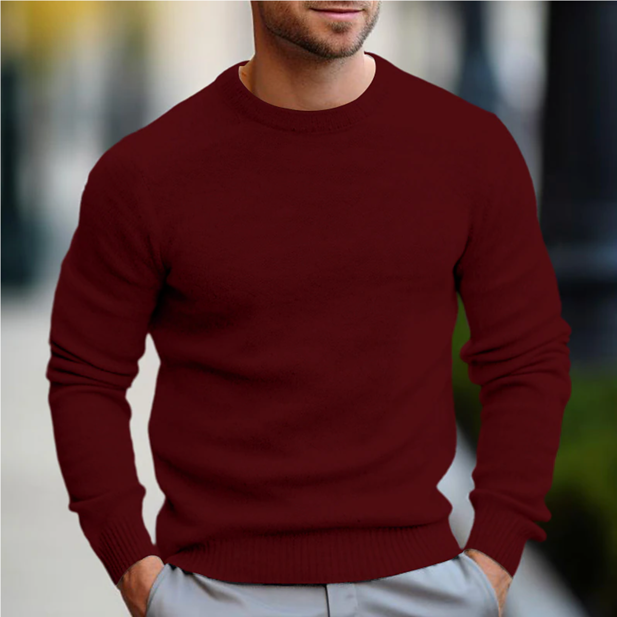 Men's Slim Fit Sweater – Casual Crew Neck