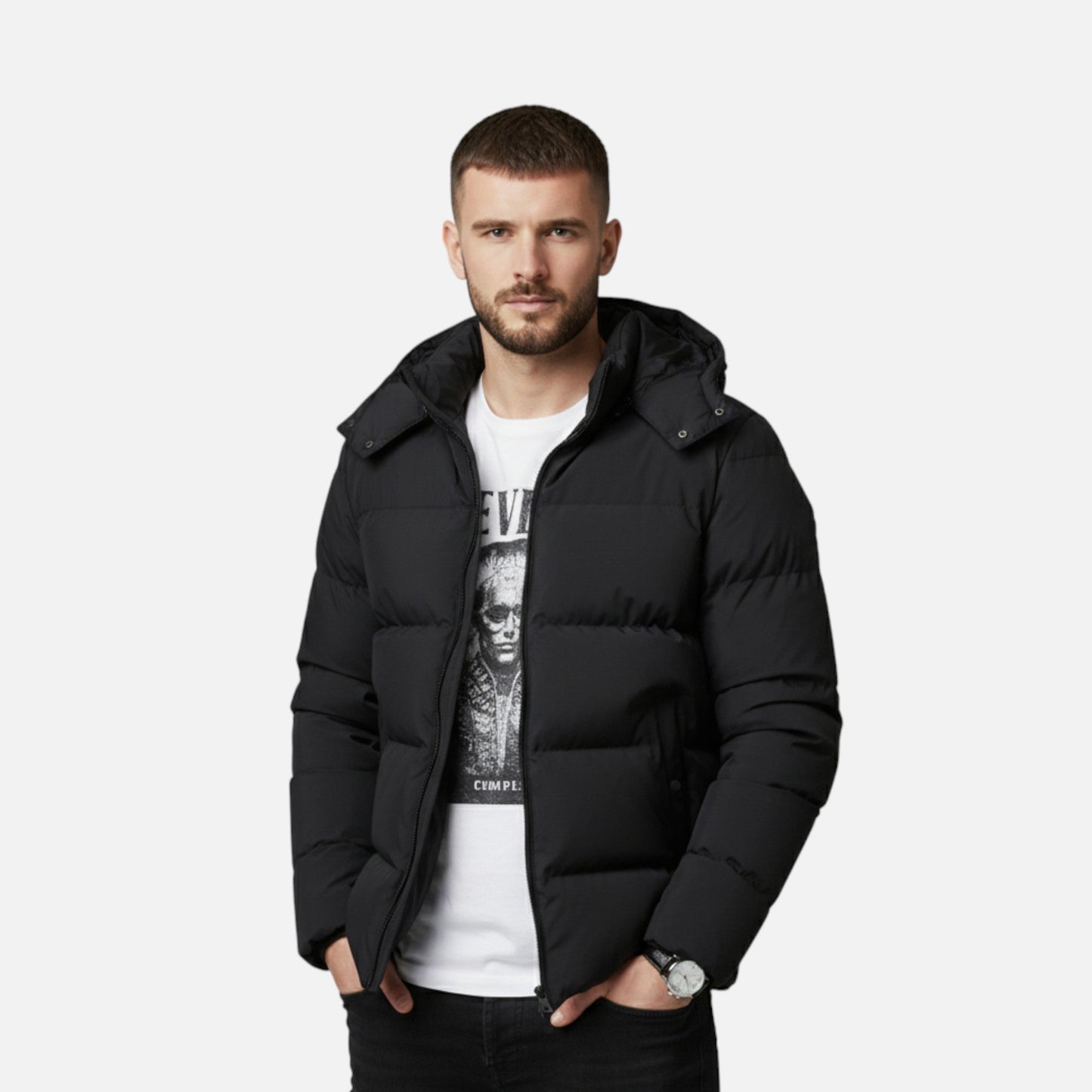 Herren Steppjacke mit Kapuze – Klassisch und Warm