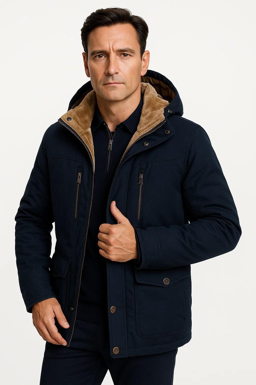 Herren Steppjacke – Wasserdicht mit Abnehmbarer Kapuze