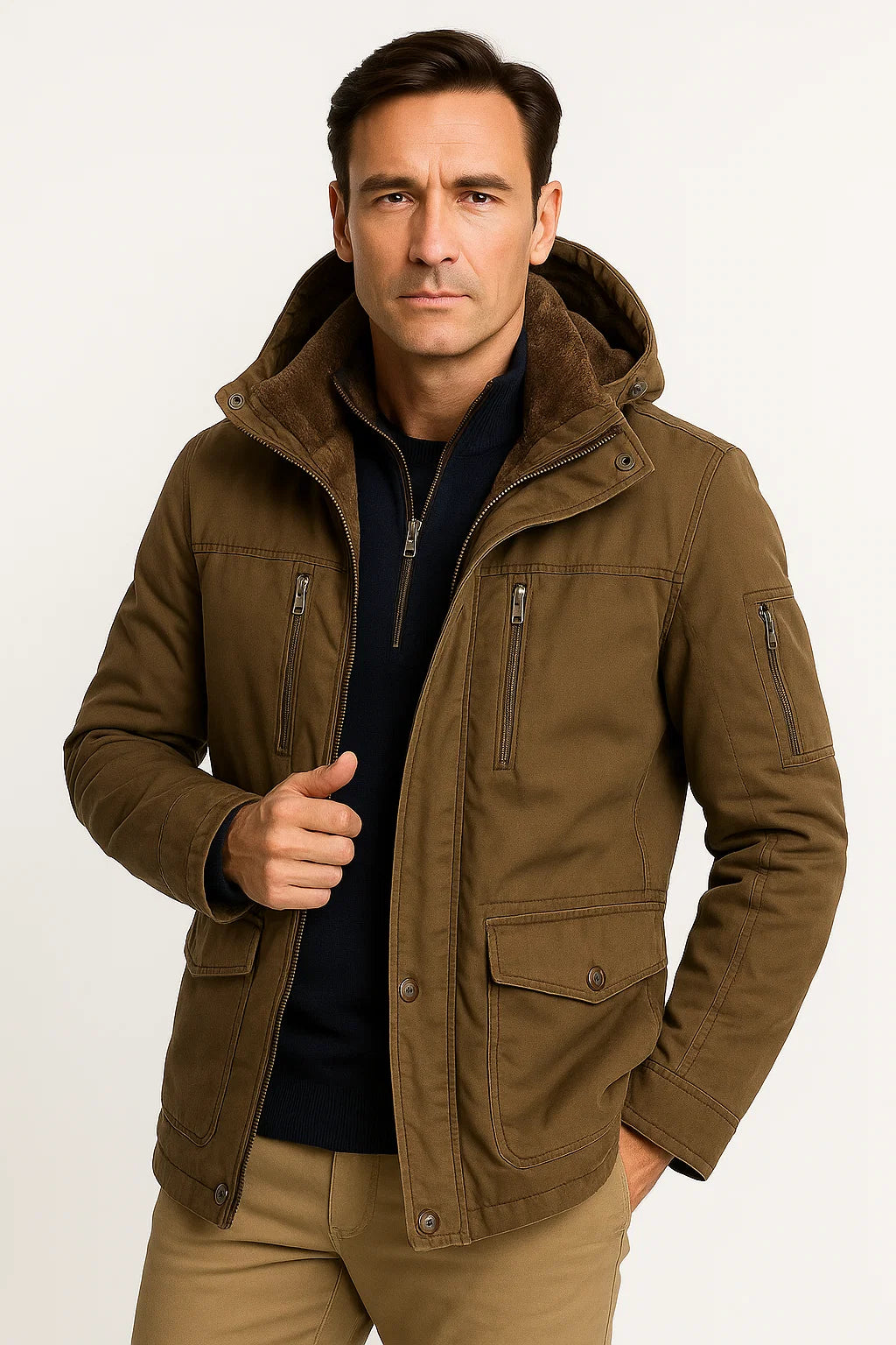 Herren Steppjacke – Wasserdicht mit Abnehmbarer Kapuze