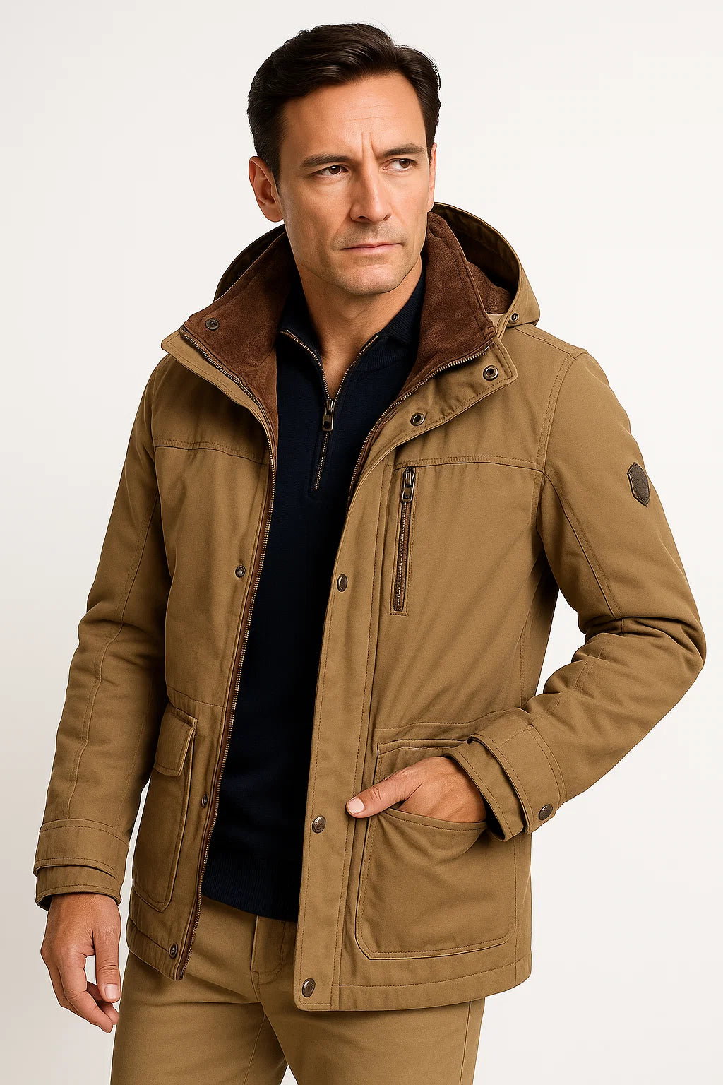 Herren Steppjacke – Wasserdicht mit Abnehmbarer Kapuze