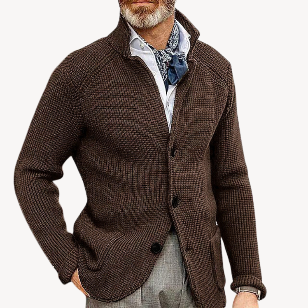 Men's wool knit cardigan – cardigan with buttons