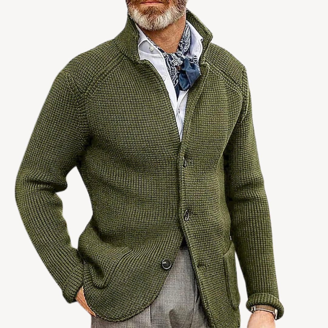 Men's wool knit cardigan – cardigan with buttons