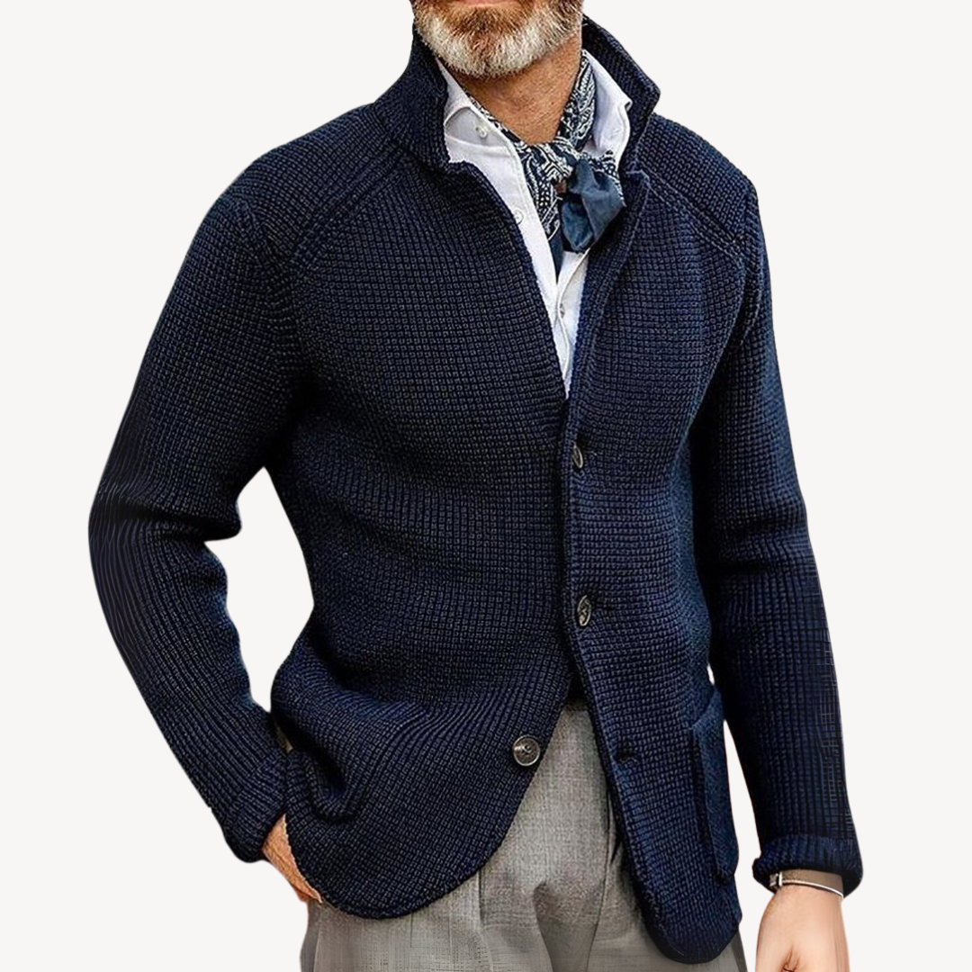 Men's wool knit cardigan – cardigan with buttons