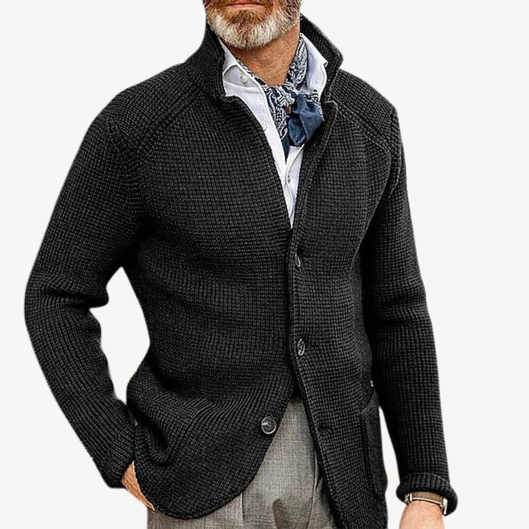 Men's wool knit cardigan – cardigan with buttons