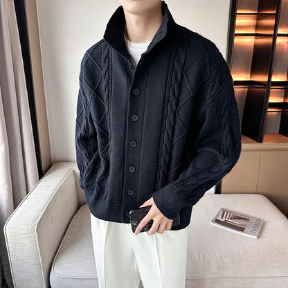 Men's knitted cardigan – Cozy cardigan with buttons