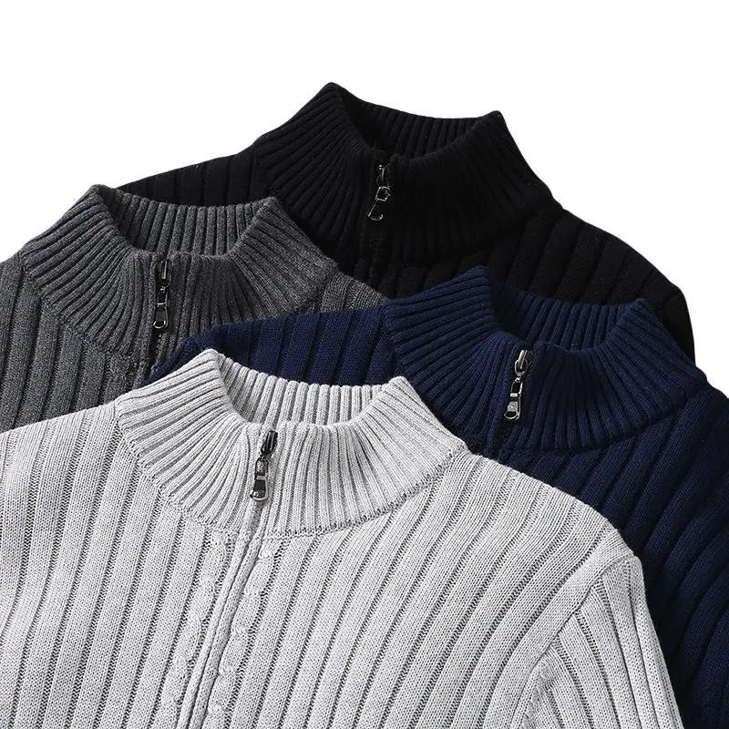 Herren Strickjacke mit Reißverschluss – Strukturierter Cardigan