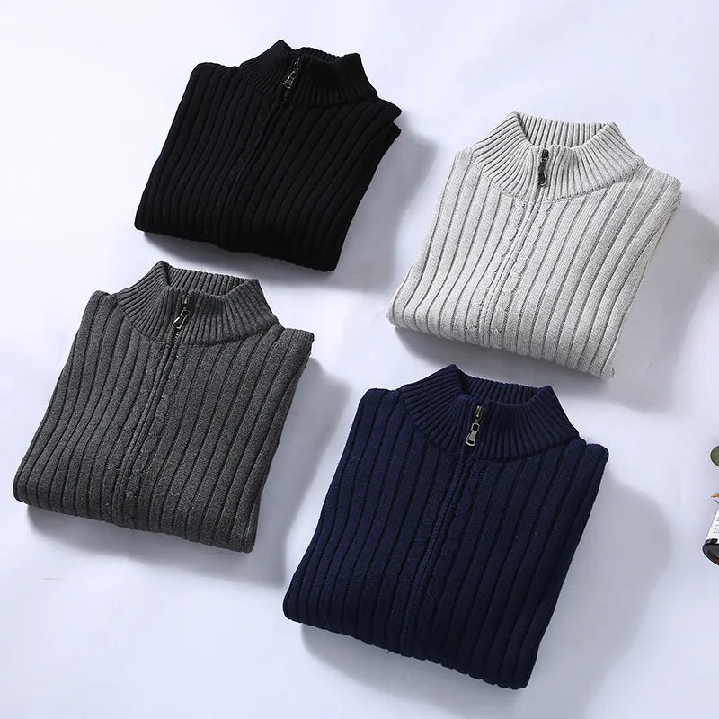 Herren Strickjacke mit Reißverschluss – Strukturierter Cardigan