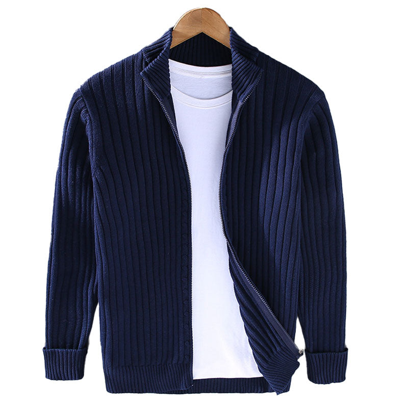 Herren Strickjacke mit Reißverschluss – Strukturierter Cardigan