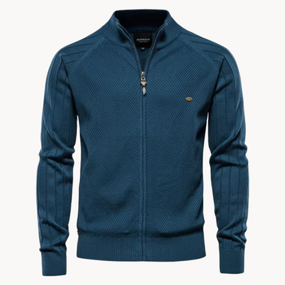 Men's knitted jacket with zipper – Warm transitional jacket in classic style