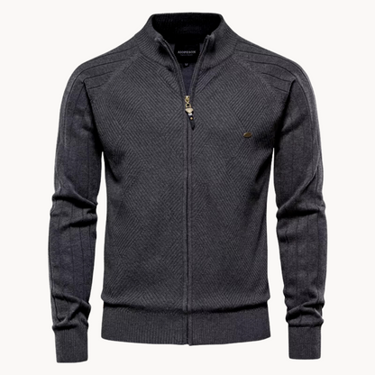 Men's knitted jacket with zipper – Warm transitional jacket in classic style