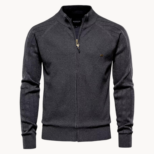Herren Strickjacke mit Reißverschluss – Warme Übergangsjacke im klassischen Stil