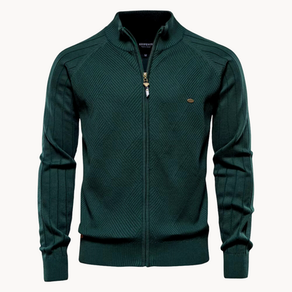 Men's knitted jacket with zipper – Warm transitional jacket in classic style