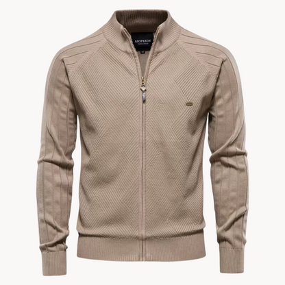 Men's knitted jacket with zipper – Warm transitional jacket in classic style