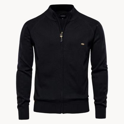 Men's knitted jacket with zipper – Warm transitional jacket in classic style