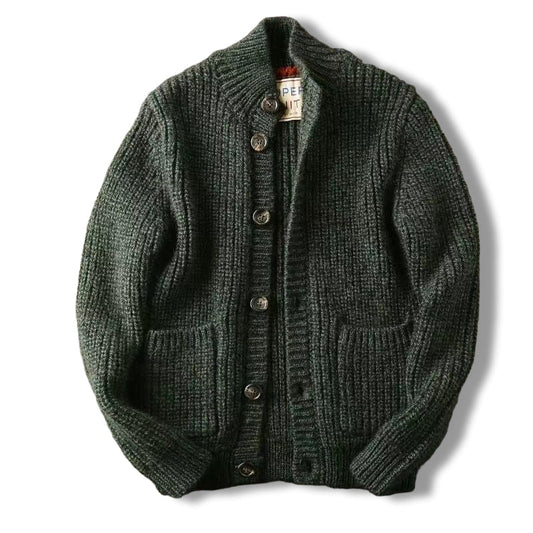 Herren Strickjacke mit Stehkragen – Woll-Cardigan mit Knöpfen