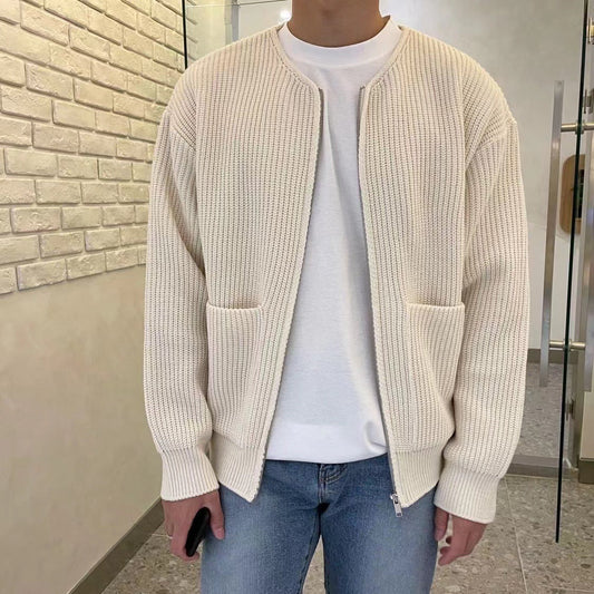 Herren Strickjacke – Offen Geschnitten aus Strickmischung