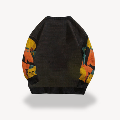 Men's knitted sweater made of cotton – with cat motif