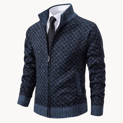 Herren Strickpullover mit Rollkragen – Zipper & Gewebtes Design