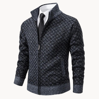 Herren Strickpullover mit Rollkragen – Zipper & Gewebtes Design
