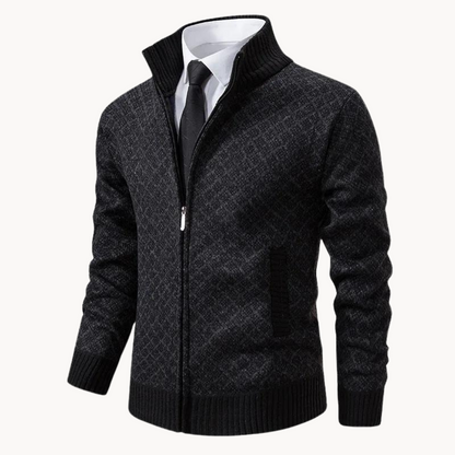 Herren Strickpullover mit Rollkragen – Zipper & Gewebtes Design
