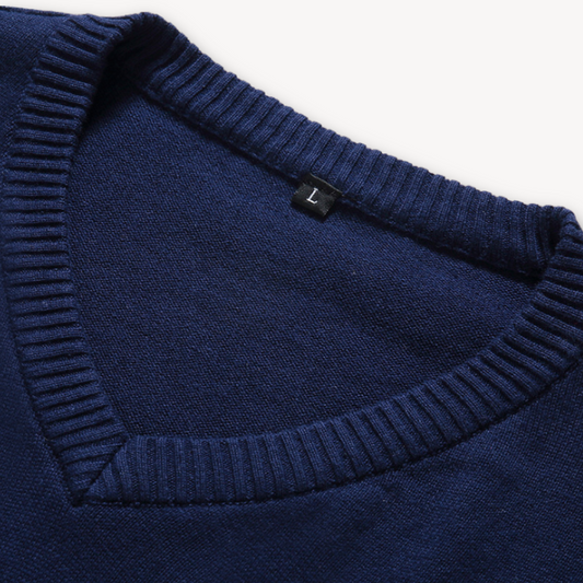Herren V-Ausschnitt Pullover – Baumwollmix, Schmale Passform