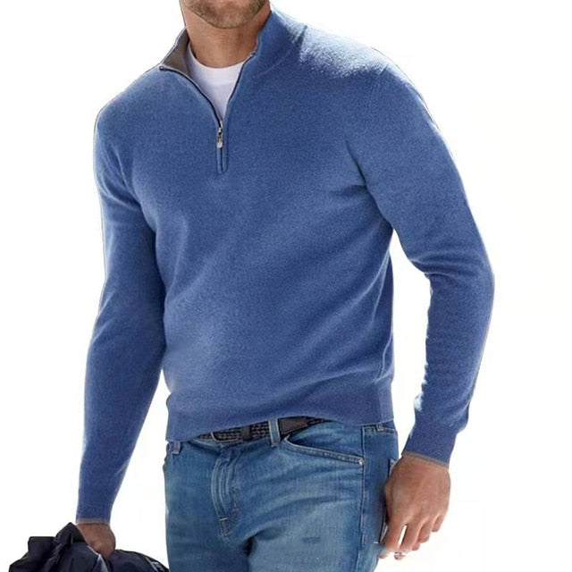 Herren V-Ausschnitt Pullover – Mit Reißverschluss & Elegant