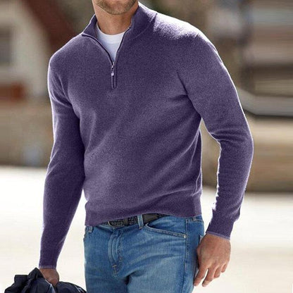 Herren V-Ausschnitt Pullover – Mit Reißverschluss & Elegant