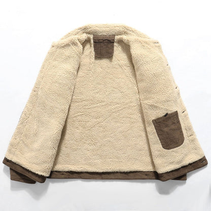 Herren Vintage Jacke mit Sherpa-Futter – Warm & Bequem für Winter
