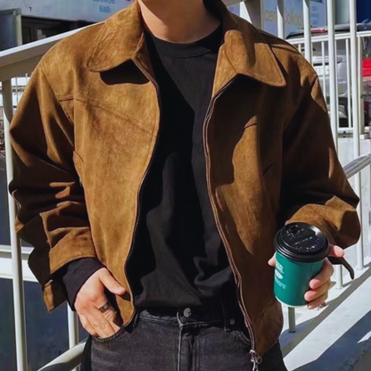 Herren Wildlederjacke mit Reißverschluss – Klassisch & Zeitlos